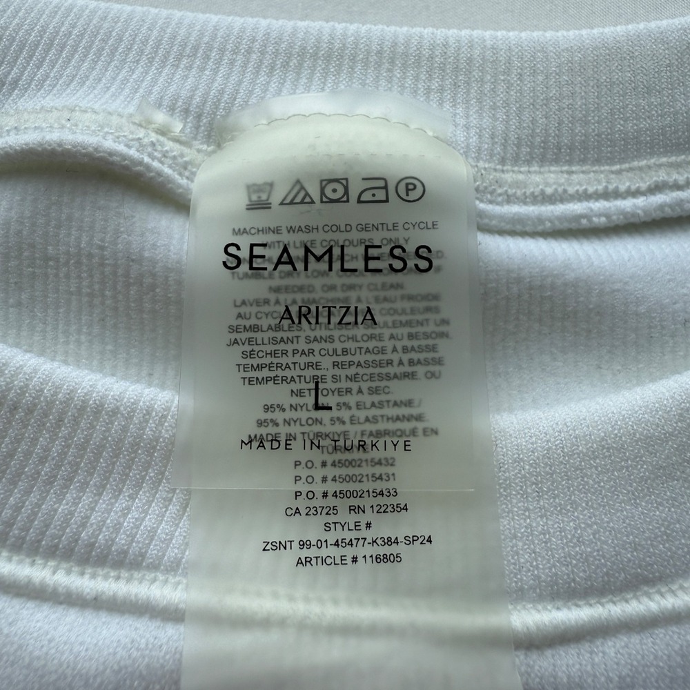 Aritzia Seamless Crew Tank White Sleeveless Stretch Knit Top Size L Minimalist - Picture 4 of 10